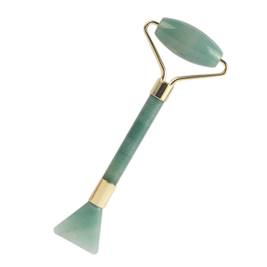 2 into 1 Green Aventurine Stone Face Roller and Shovel Design Facial Beauty Guasha Multi-Function Beauty Tools 