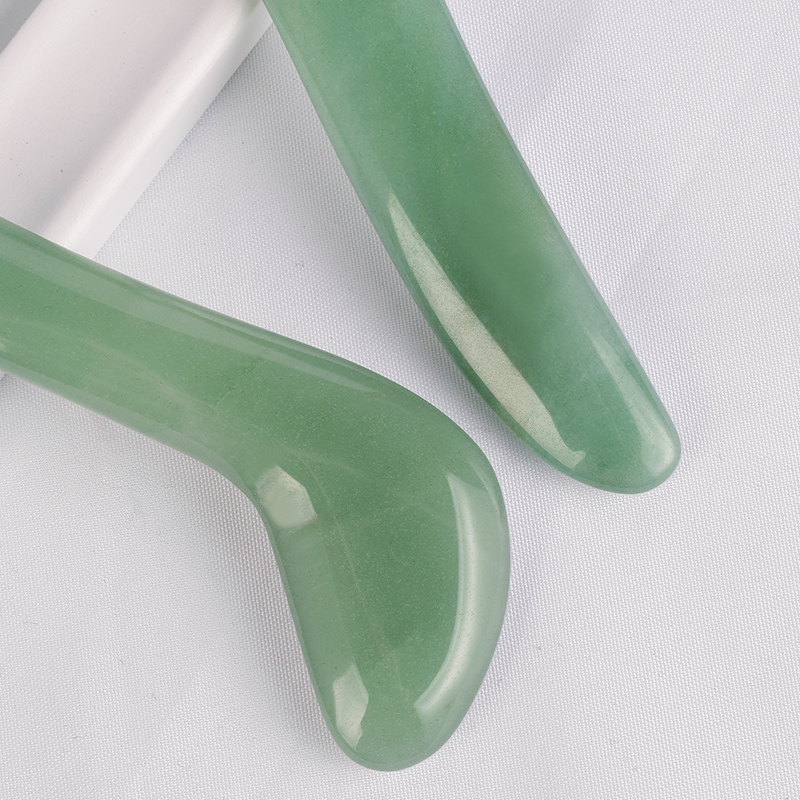 Knife-Shaped Natural Green Aventurine Gua Sha Scraping Board Massager for Facial Body SPA Skin Detox Foot Treatments