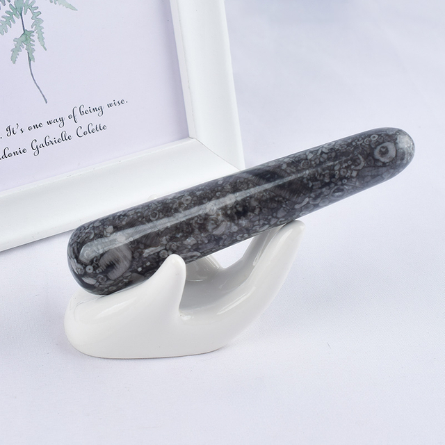Natural Crinoid Jasper Wand Massage Wand for Acupuncture Therapy Stick 