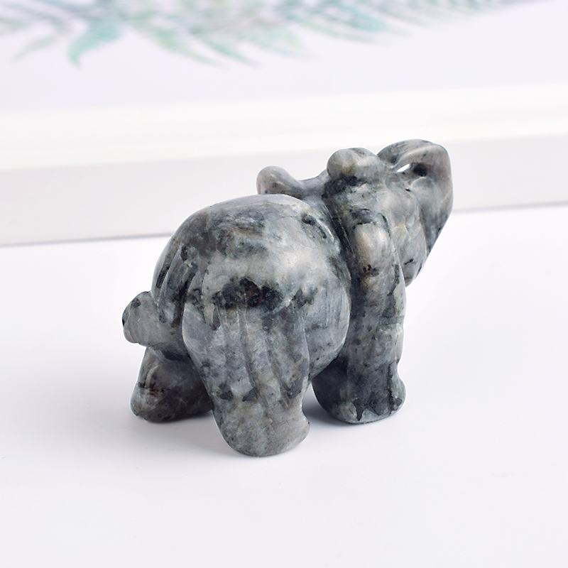 1.5 Inch Hand Carved Labradorite Stone Elephant Crystal Animal Figurines