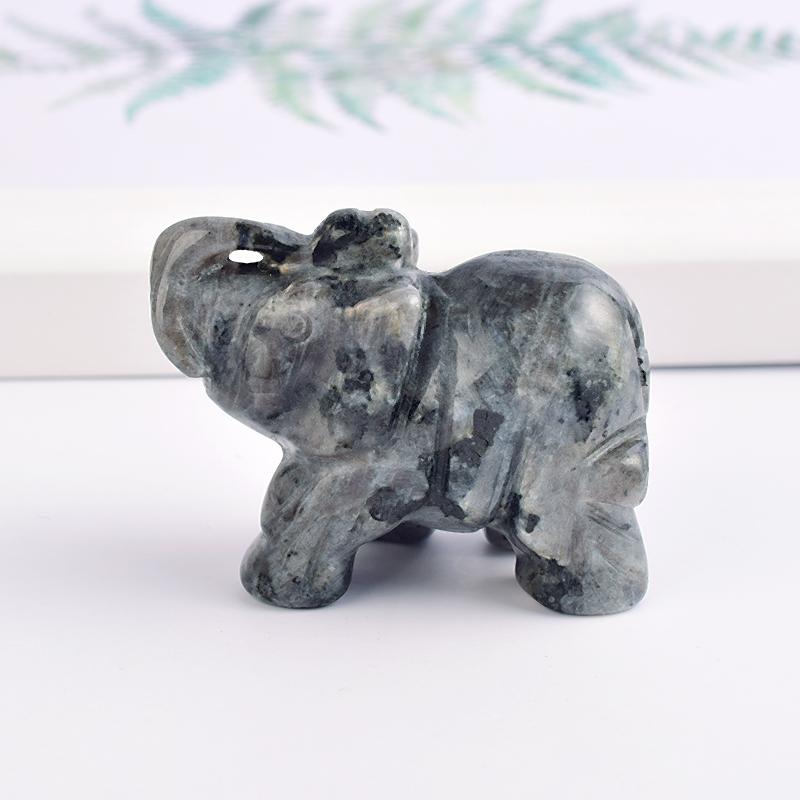 1.5 Inch Hand Carved Labradorite Stone Elephant Crystal Animal Figurines