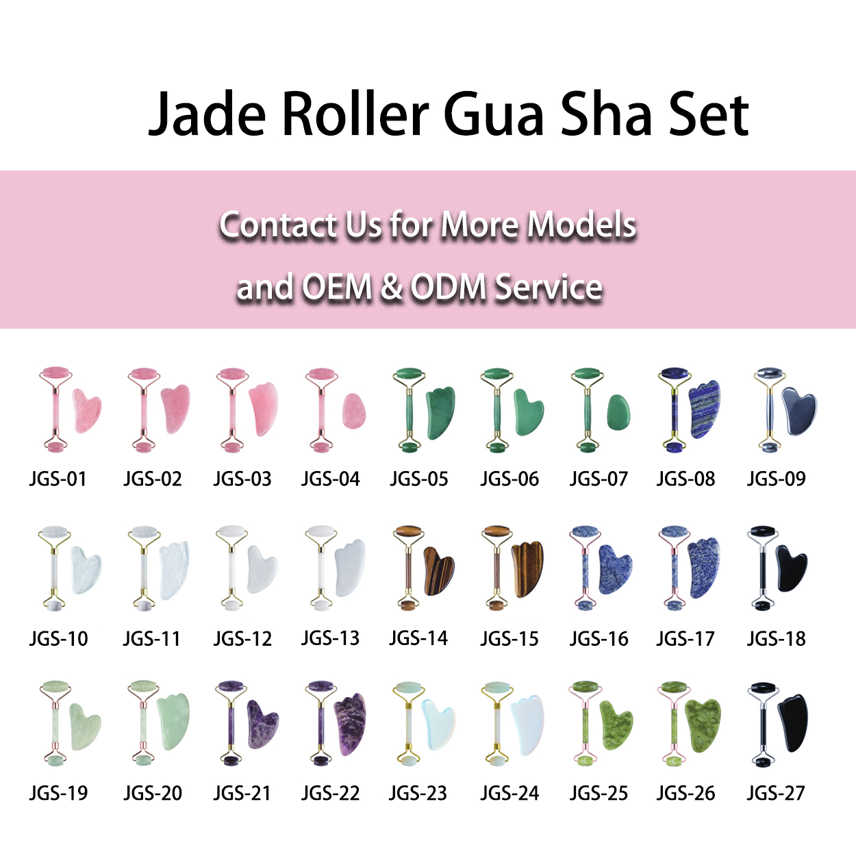 Best Selling Jade Roller Gua Sha Set Various Rose Quartz Face Roller and Gua Sha stone Facial Massage Rose Jade Roller Set For Face