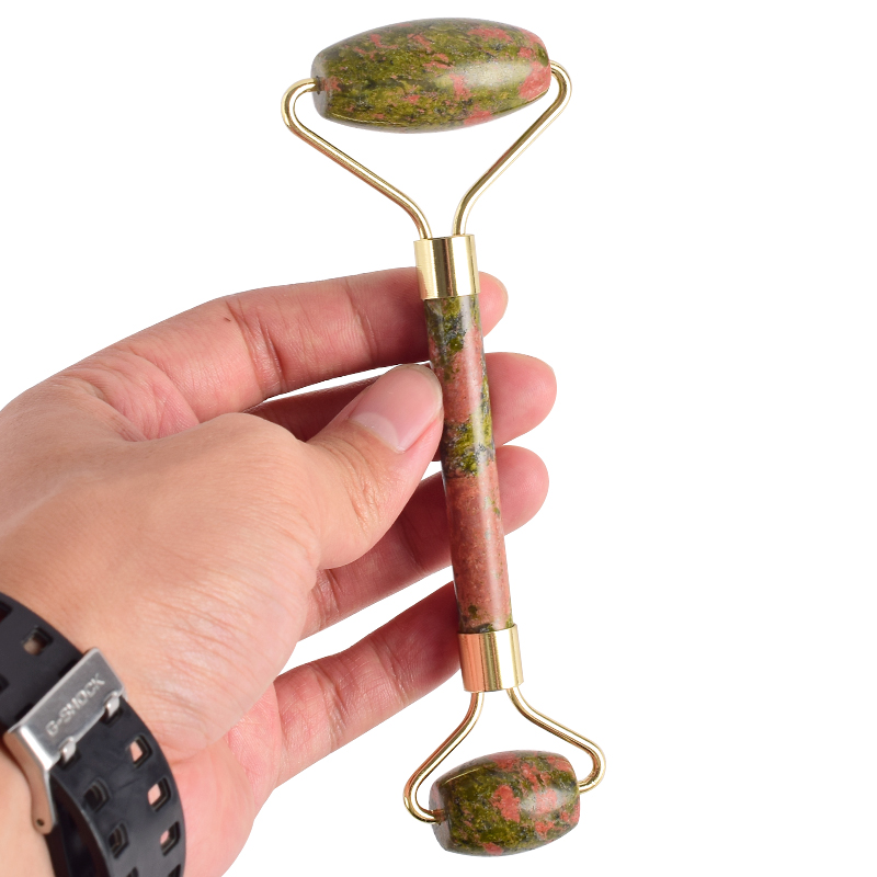 Natural High Quality Unakite Face Roller Sale Face Jade Roller Beauty Massager Tool for Wrinkle Remove