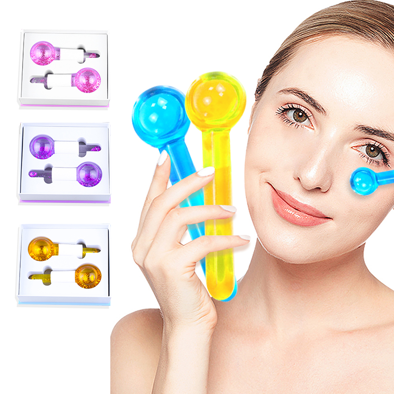 (1 set) Magic Ice Globes Wholesale Pink Blue Purple Private Label Facial Globes Set Glitter Cooling Ice Eye Globe with Factory Price
